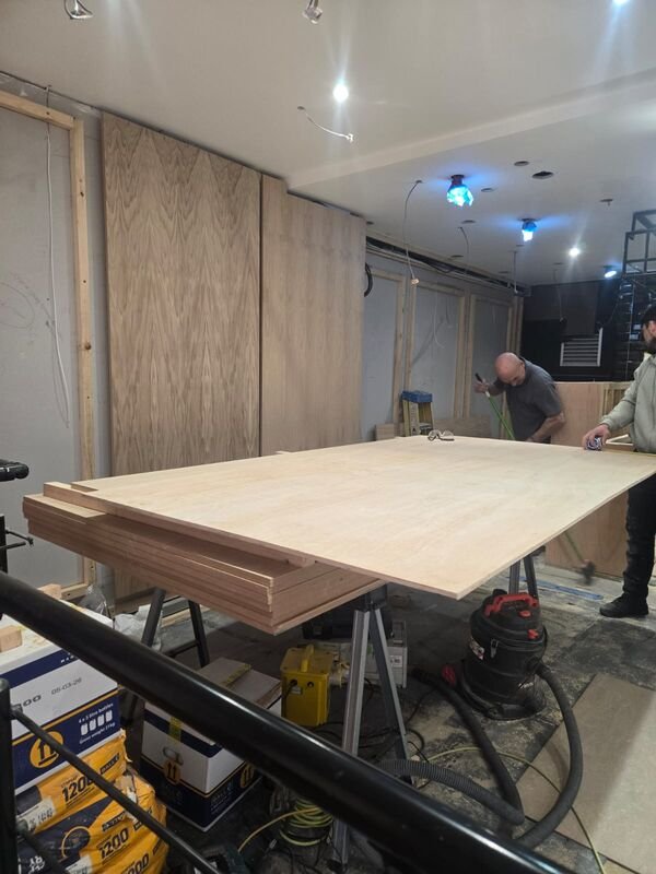 Joinery being fitted on site during an MP Design project